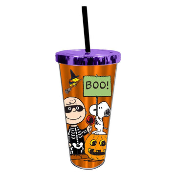 Kellis Gifts Tumblers Peanuts Halloween Foil cup with lid 20 oz
